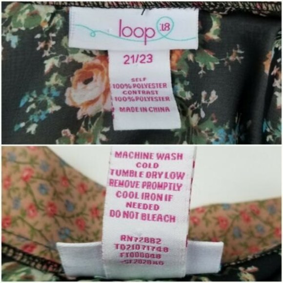 Loop18 Sheer Open Front Kimono Cardigan Top Womens Sz 21/23 Boho Black Floral - Picture 4 of 12